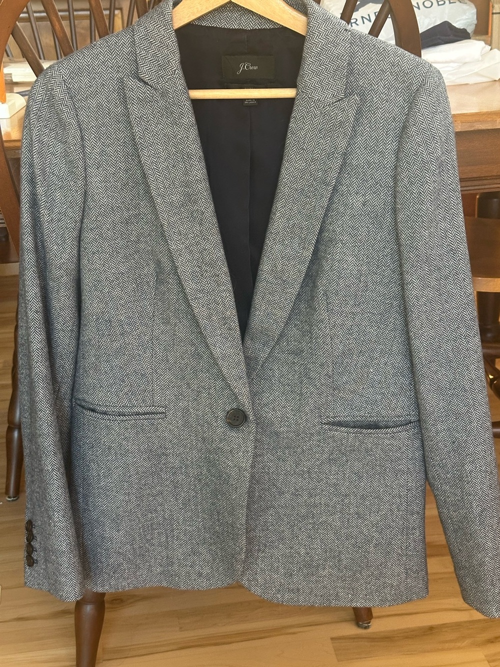 J. Crew Women’s Gray Herringbone Single-Button Blazer
